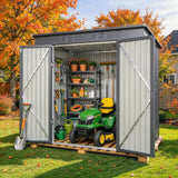 Asofer 6x4 ft Metal Outdoor Storage Shed, Double Lockable Doors, Dark Gray All-Weather Garden Shed for Backyard Patio Lawn