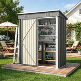 Asofer 5'x3' FT Storage Shed, All-Weather Metal Utility Tool Shed with Single Lockable Door for Backyard Patio Garden Farmhouse Outdoor Use, Dark Gray