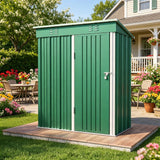 Asofer 5'x3' FT Galvanized Steel Outdoor Storage Shed, Single Lockable Door All-Weather Utility Tool Shed , Heavy Duty Outdoor Organizer Shed for Backyard Patio Garden Lawn Farmhouse, Green