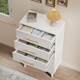 Noelse 5 Drawer Dresser, Tall Dresser with Metal Handles, Wood Storage Organizer for Bedroom, Hallway, Entryway, White
