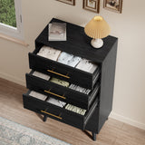 Asofer 3-Piece Storage Cabinet Set, Includes 5 - Drawer Dressers, 6 - Drawer Cabinet and Nightstand with Metal Handle, Black