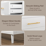 Noelse 5 Drawer Dresser, Tall Dresser with Metal Handles, Wood Storage Organizer for Bedroom, Hallway, Entryway, White