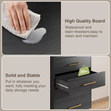 Asofer 5 Drawer Dresser for Home, Wood Chest of Drawers with Metal Handle for Bedroom, Black