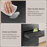 Asofer Tall Dresser, 5-Drawer Wood Storage w/Metal Handles, Black