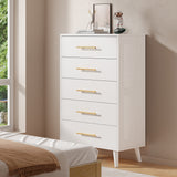 Noelse 3 Piece Bedroom Furniture Set, 5 Drawer Dresser with 2 Nightstands, Modern Wood Storage Organizer with Drawers for Bedroom, Living Room, White
