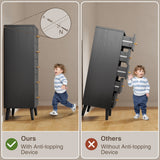 Asofer 5-Piece Black Bedroom Set: Queen Storage Bed Frame, 2 Nightstands, 5 & 6 Drawer Dressers