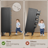 Asofer 5-Piece Black Bedroom Set: Queen Storage Bed Frame, 2 Nightstands, 5 & 6 Drawer Dressers