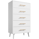 Asofer 3-Piece Bedroom Furniture Sets, Includes 5 - Drawer Dressers, 6 - Drawer Cabinet and Nightstand with Metal Handle, White