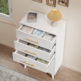 Asofer Tall Dresser, 5-Drawer Wood Storage w/Metal Handles, White