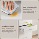 Asofer Tall Dresser, 5-Drawer Wood Storage w/Metal Handles, White