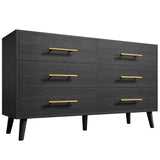 Asofer 3-Piece Storage Cabinet Set, Includes 5 - Drawer Dressers, 6 - Drawer Cabinet and Nightstand with Metal Handle, Black