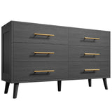 5-Piece Bedroom Furniture Set, Queen Platform Bed Frame, 2 Nightstands & 5 Drawer Dressers & 6 Drawer Dressers, Black