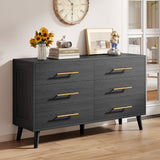 Noelse 6 Drawer Dresser for Bedroom, Chest of Drawers with Metal Handles and 6 Deep Drawers, TV Stand for Nursery, Living Room, Entryway, White