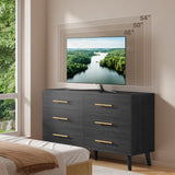 Bedroom Furniture Sets, Asofer Black Room Set Includes Queen Bed Frame, 5-Drawer Dresser & 6-Drawer Dresser