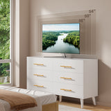 Asofer 6-Drawer Dresser, White MDF Storage Cabinet with Anti-Tip Device, TV Stand