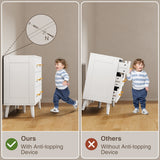 Asofer 6-Drawer Dresser, White MDF Storage Cabinet with Anti-Tip Device, TV Stand