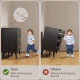 Asofer 3-Piece Storage Cabinet Set, Includes 5 - Drawer Dressers, 6 - Drawer Cabinet and Nightstand with Metal Handle, Black