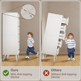Noelse 5 Drawer Dresser, Tall Dresser with Metal Handles, Wood Storage Organizer for Bedroom, Hallway, Entryway, White