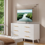 Dresser for Bedroom, Asofer 6-Drawer White Dresser with Metal Handle, Chest of Drawers for Living Room