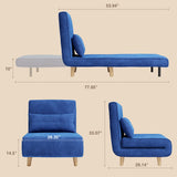 Convertible Chair Bed Futon Sofa with Adjustable Backrest, Accent Chair for Apartment, Bedroom, Office - Blue
