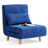 Convertible Chair Bed Futon Sofa with Adjustable Backrest, Accent Chair for Apartment, Bedroom, Office - Blue