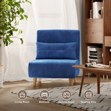 Convertible Chair Bed Futon Sofa with Adjustable Backrest, Accent Chair for Apartment, Bedroom, Office - Blue