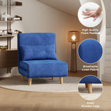 Convertible Chair Bed Futon Sofa with Adjustable Backrest, Accent Chair for Apartment, Bedroom, Office - Blue