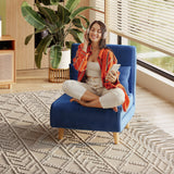 Convertible Chair Bed Futon Sofa with Adjustable Backrest, Accent Chair for Apartment, Bedroom, Office - Blue