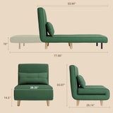 3-in-1 Convertible Chair Sofa Bed, Space Saving 6-Position Recliner with Pillow, 330lbs Capacity, Green
