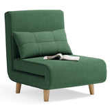 3-in-1 Convertible Chair Sofa Bed, Space Saving 6-Position Recliner with Pillow, 330lbs Capacity, Green