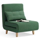 Convertible Chair Bed Futon Sofa with Adjustable Backrest, Accent Chair for Apartment, Bedroom, Office - Green