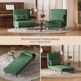 3-in-1 Convertible Chair Sofa Bed, Space Saving 6-Position Recliner with Pillow, 330lbs Capacity, Green