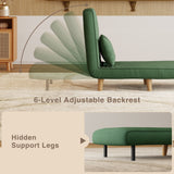 3-in-1 Convertible Chair Sofa Bed, Space Saving 6-Position Recliner with Pillow, 330lbs Capacity, Green
