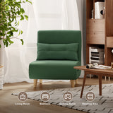 3-in-1 Convertible Chair Sofa Bed, Space Saving 6-Position Recliner with Pillow, 330lbs Capacity, Green