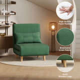 3-in-1 Convertible Chair Sofa Bed, Space Saving 6-Position Recliner with Pillow, 330lbs Capacity, Green