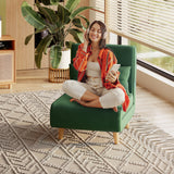 Convertible Chair Bed Futon Sofa with Adjustable Backrest, Accent Chair for Apartment, Bedroom, Office - Green