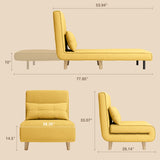 Convertible Chair Bed Futon Sofa with Adjustable Backrest, Accent Chair for Apartment, Bedroom, Office - Yellow