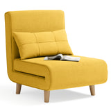 Convertible Chair Bed Futon Sofa with Adjustable Backrest, Accent Chair for Apartment, Bedroom, Office - Yellow