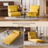 Convertible Chair Bed Futon Sofa with Adjustable Backrest, Accent Chair for Apartment, Bedroom, Office - Yellow