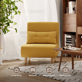 Convertible Chair Bed Futon Sofa with Adjustable Backrest, Accent Chair for Apartment, Bedroom, Office - Yellow