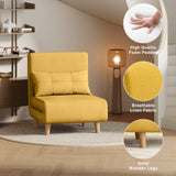 Convertible Chair Bed Futon Sofa with Adjustable Backrest, Accent Chair for Apartment, Bedroom, Office - Yellow