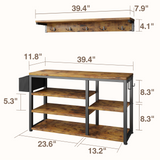Noelse Hall Tree with Bench, 4 in 1 Coat Rack Set, Industrial Bench with 5 Hooks, 5 Storage Shoe Cubbies, for Entryway, Hallway, Rustic Brown
