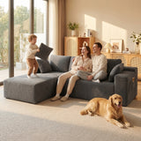 Lofka 105" Modular Sectional Sofa, Oversized L-Shape Cloud Couch with 5 Pillows, Modern Corduroy Sleeper Sofa for Living Room, No Assembly Required, Gray (Left Facing Chaise)