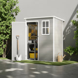 Asofer 5x3 FT Outdoor Storage Shed, Multipurpose Resin Shed with Floor Lockable Door for Garden, Backyard, Gray