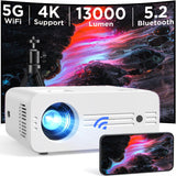 Native 1080P FHD Mini Projector with 5G Wifi and Bluetooth , 3.0 LED Up to 150'' Screen Supported,Compatible with HDMI USB Smartphone TV Stick PC