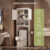 Over The Toilet Storage Cabinet with Adjustable Shelf and Double Doors - Brown