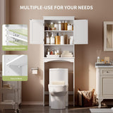 Over The Toilet Storage Cabinet with Adjustable Shelf and Double Doors - Brown