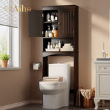 Over The Toilet Storage Cabinet with Adjustable Shelf and Double Doors - Espresso