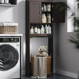 Over The Toilet Storage Cabinet with Open Shelf and Double Doors - Espresso