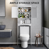 Over The Toilet Storage Cabinet with Adjustable Shelf and Double Doors - Brown